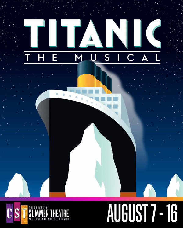 Titanic poster image link for tickets to the live musical production.